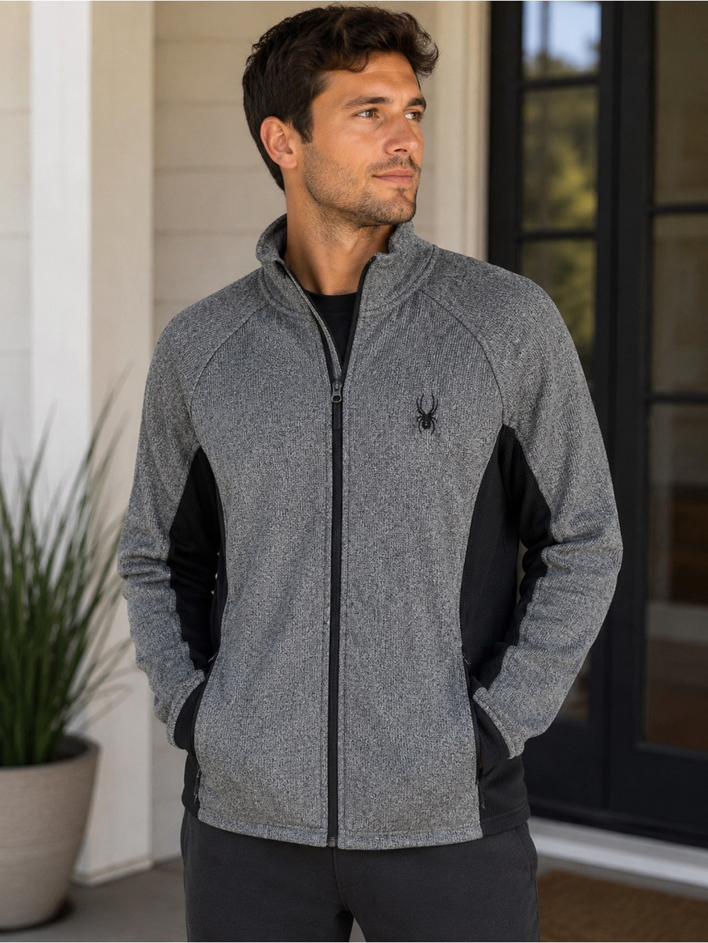 Spyder Men's Gray Full-Zip Fleece Jacket Sz L